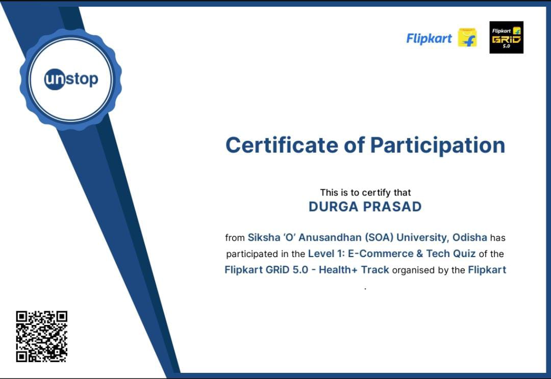 YAY !! THAT'S Flipkart participating Certificate Health+ track 